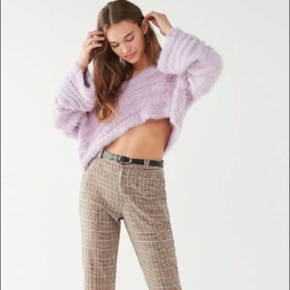 Women’s Fuzzy V-Neck pullover sweater